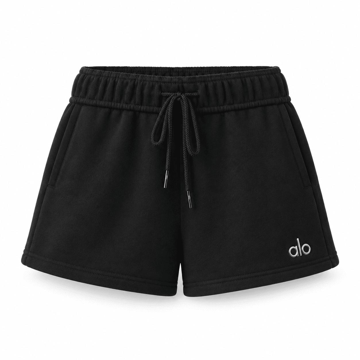 Alo Yoga - alo Accolade Short 經典法式毛圈休閒短褲黑色Black