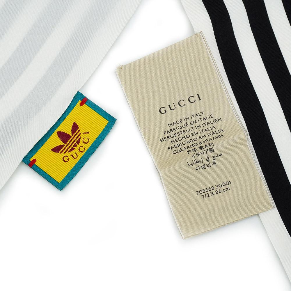 Gucci - Gucci X Adidas 聯名款展示品直條紋Twilly絲巾(白  display picture 1
