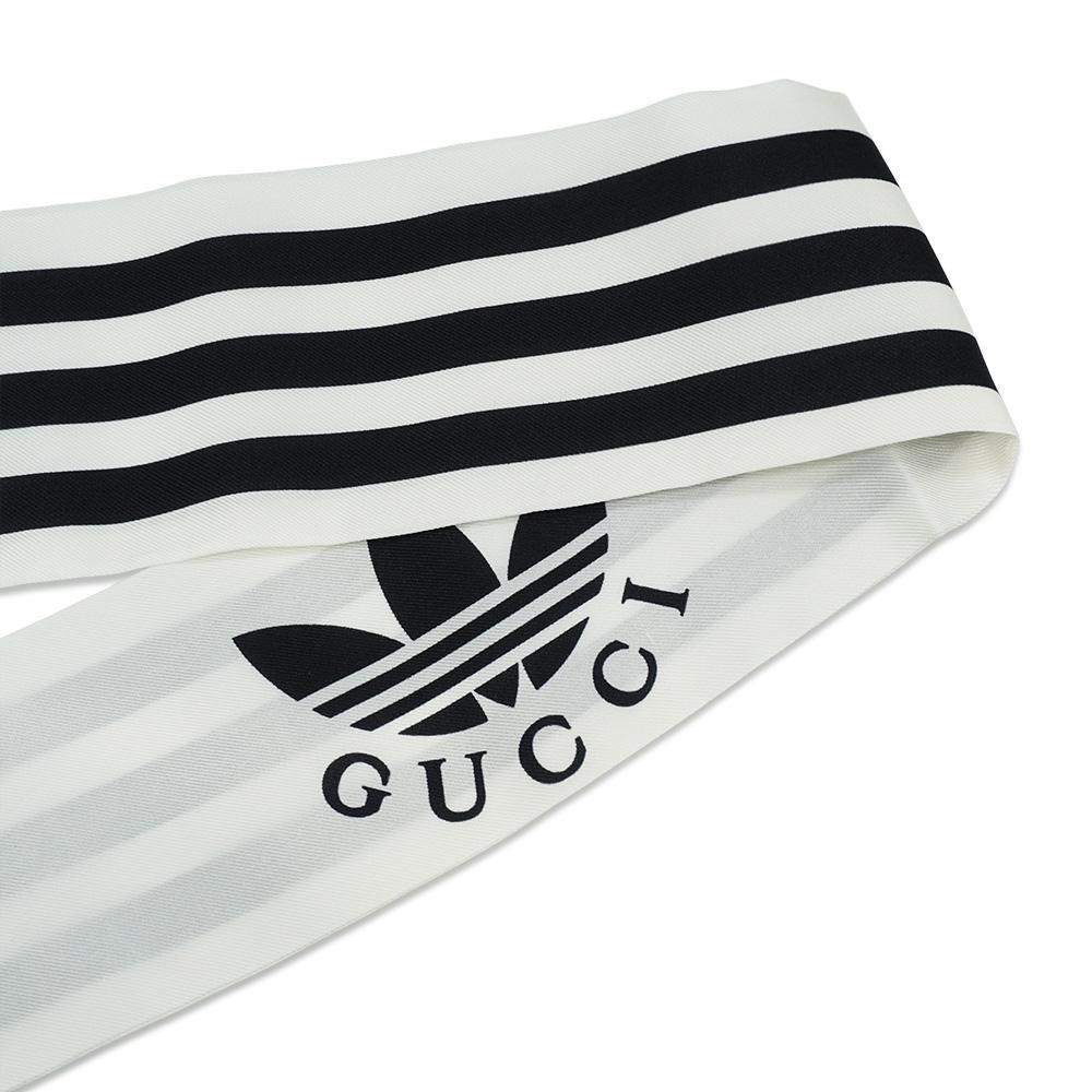 Gucci - Gucci X Adidas 聯名款展示品直條紋Twilly絲巾(白  display picture 2