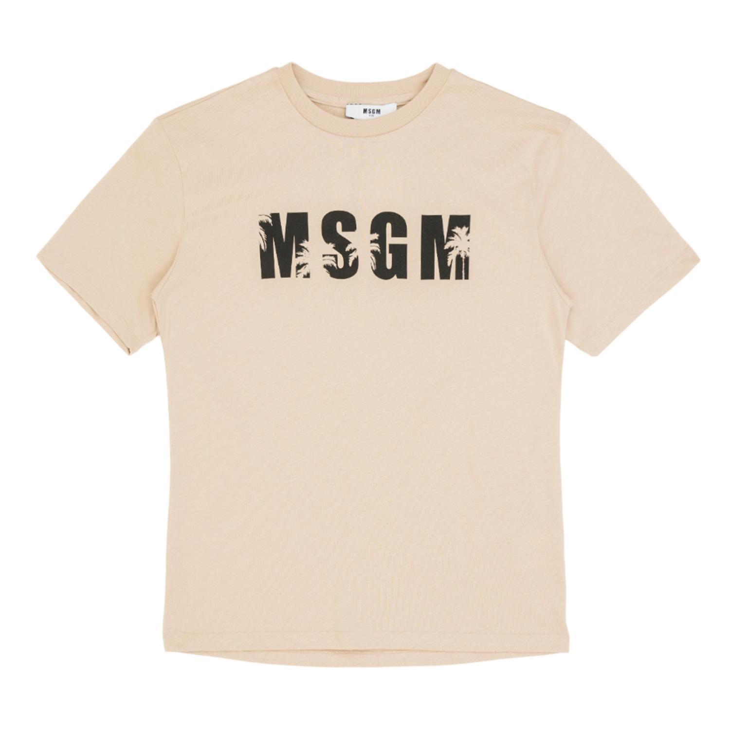 MSGM Kids - MSGM Kids logo 字樣裸色T-Shirt - BreezeOnline