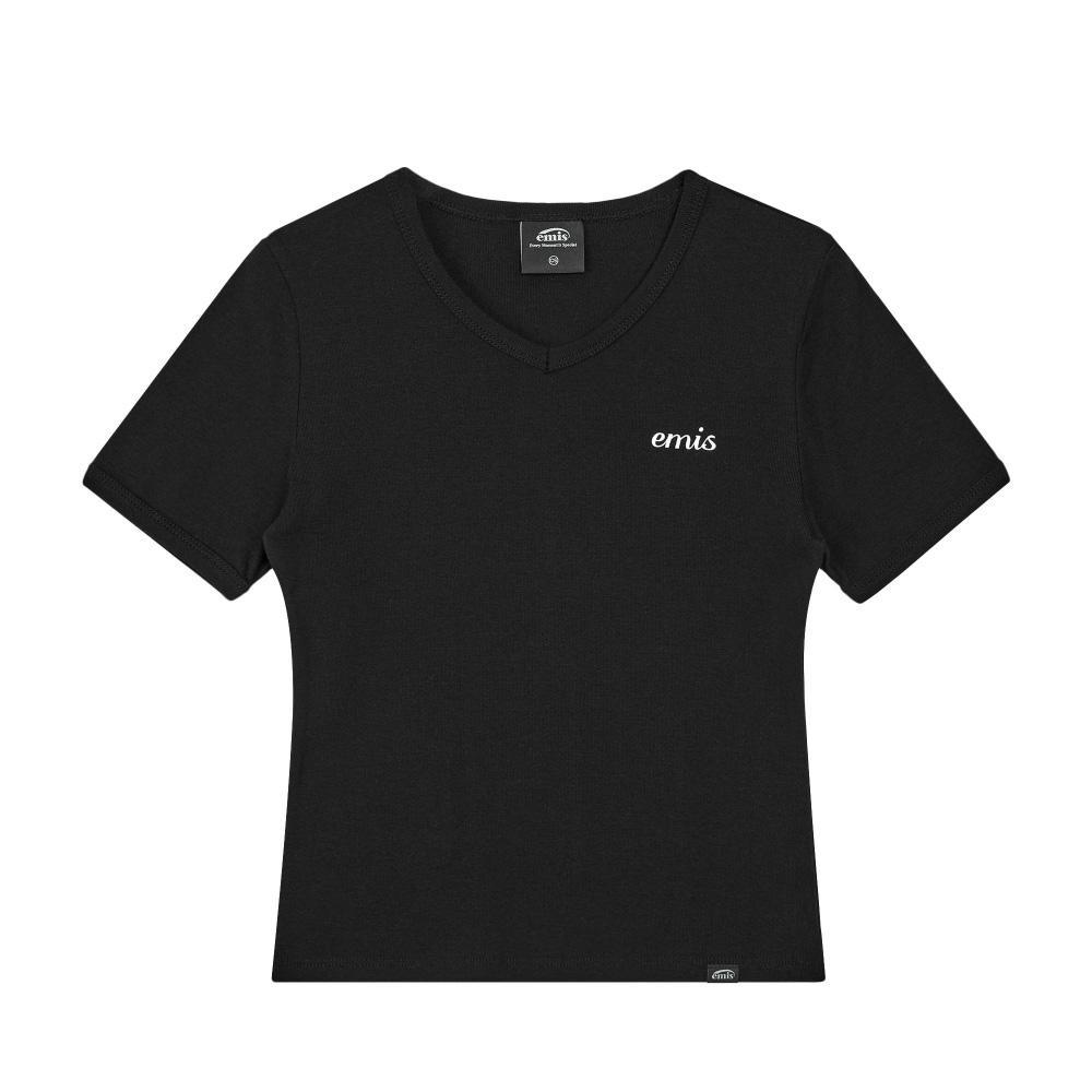 Tシャツ・カットソー EMIS (WOMENS) RIBBED RINGER T-SHIRT 5BSH111 emis - 韓國emis (WOMENS) RIBBED RINGER T-SHIRT 韓製女款V領短